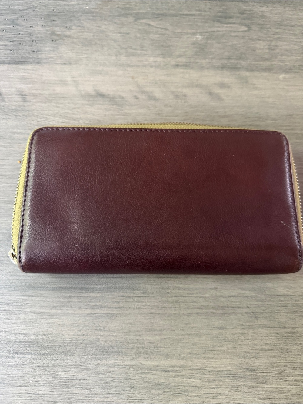 Marimekko Leather Zip Around Wallet Purple & Olive Green Polka Dot Lining - Picture 4 of 4